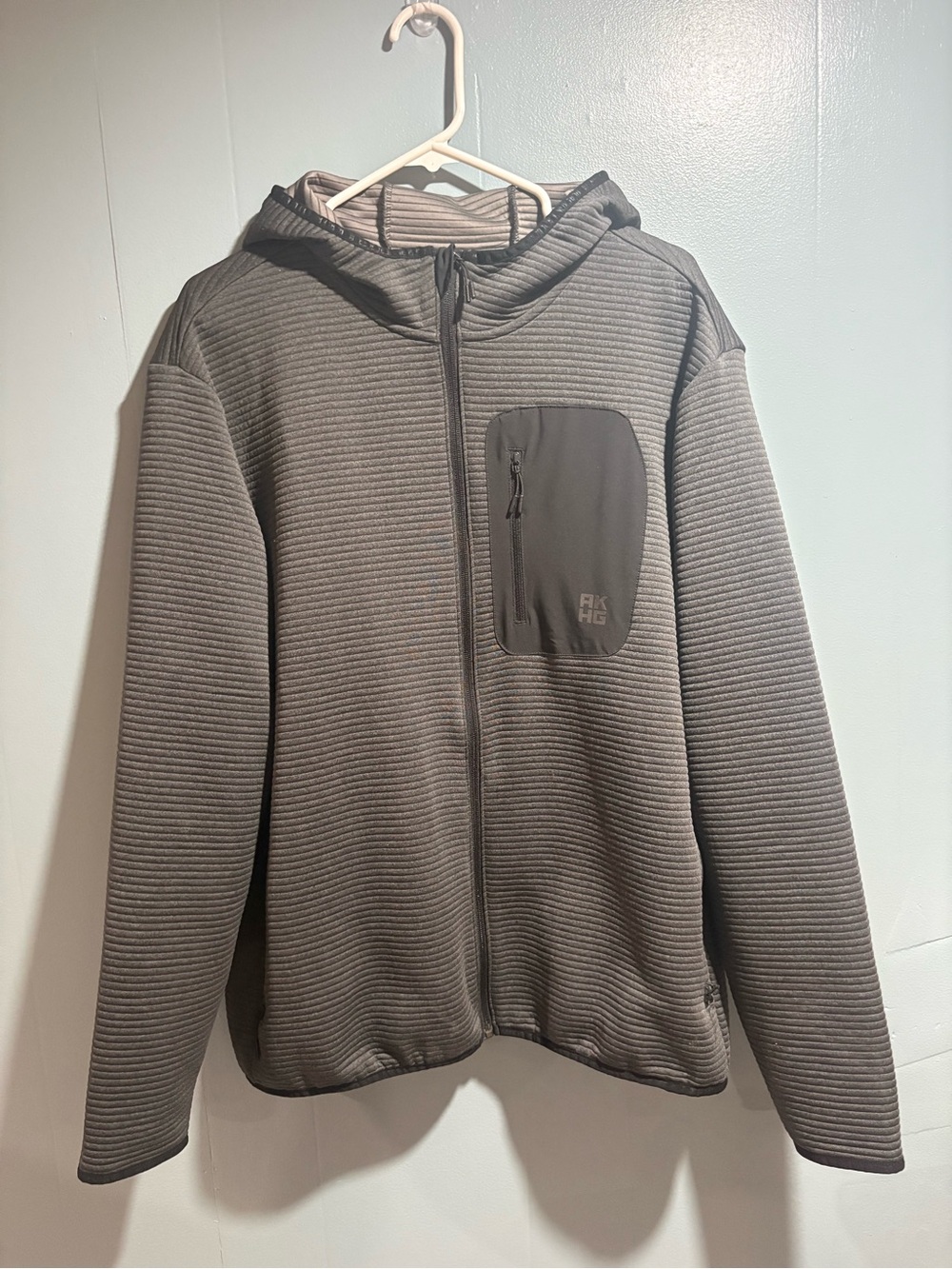 Duluth Trading Co Gray Ribbed Zip Hoodie Sweater